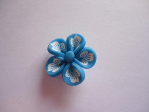 (image for) Turquoise and white flower polymer clay - #FL24